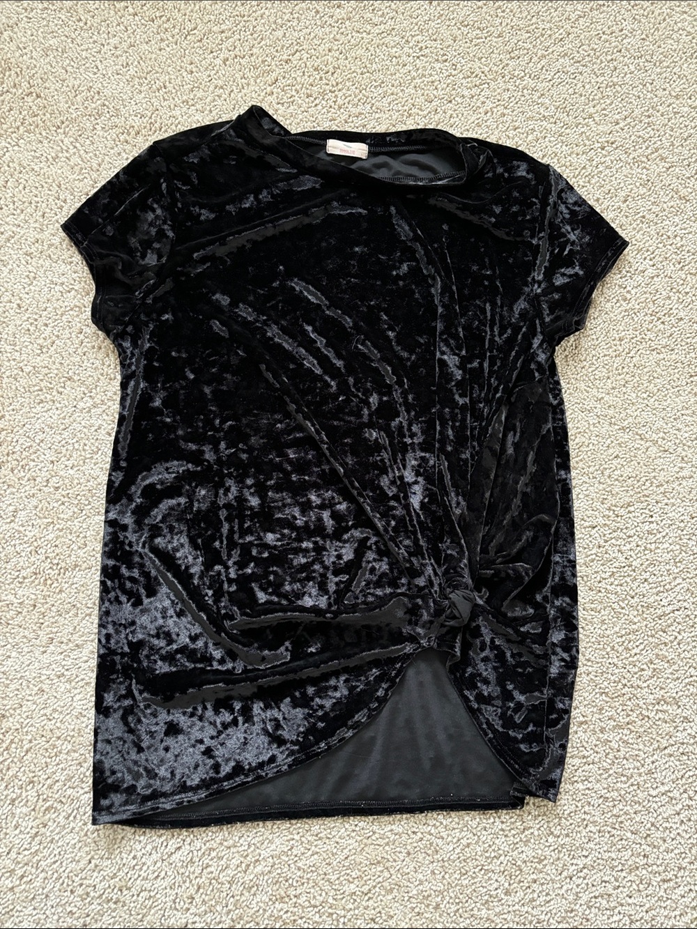 Hummingbird Black Crushed Velvet Twist-Front Top